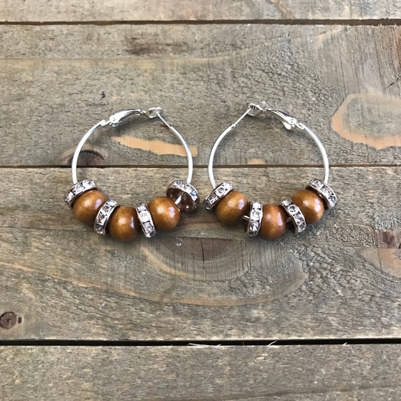 Handmade Jewelry - 3 for $25 Handmade Silver & Wood Hoop Earrings
